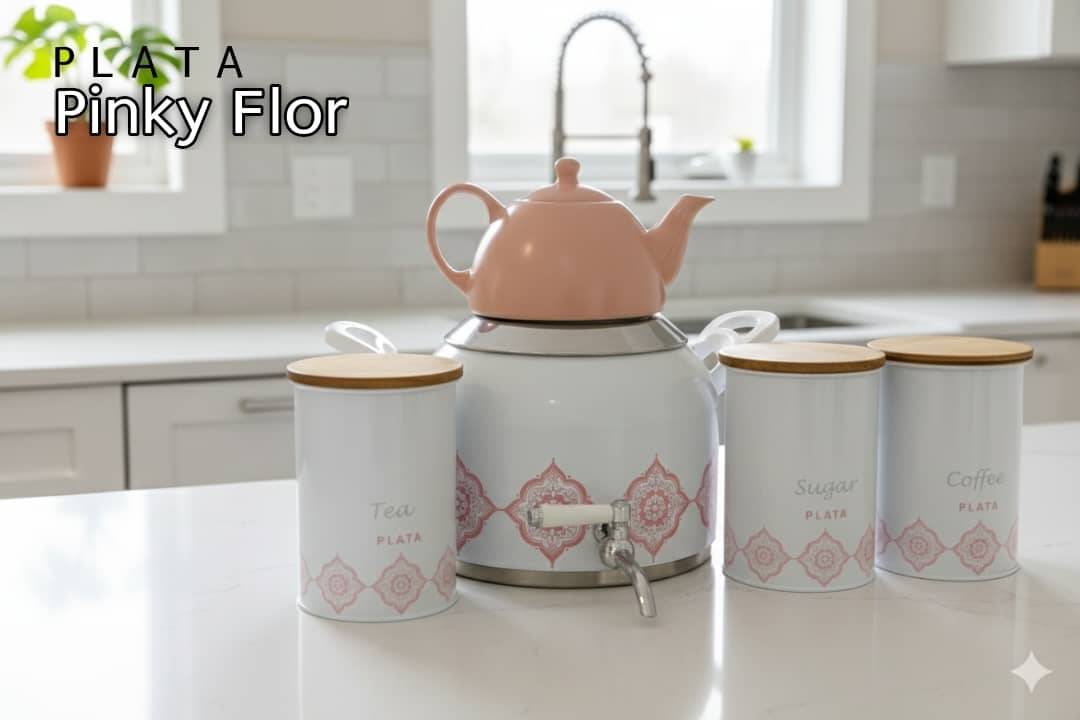 ست ۵ پارچه کتری قوری مدلpinky flor
